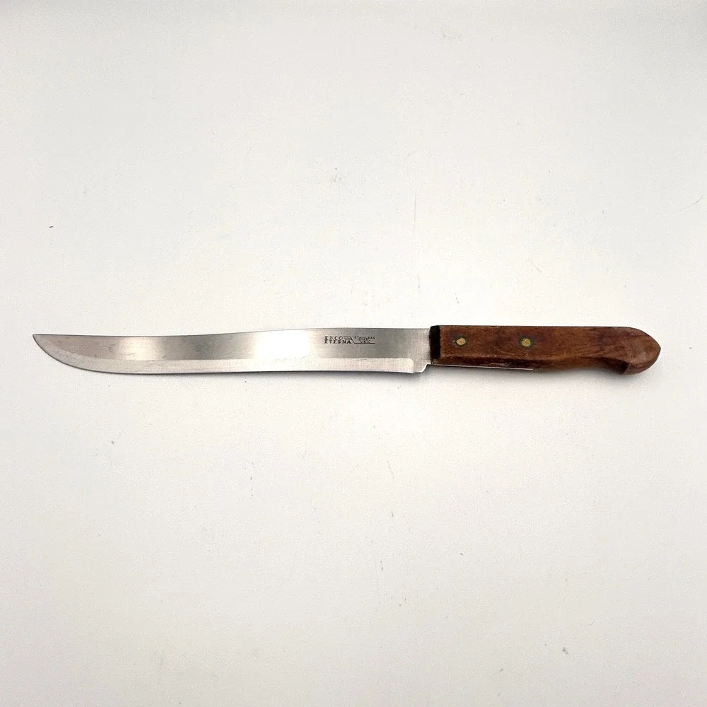Vintage 1970s‎ Ekco Eterna Slicer Knife Stainless Steel USA Wood Handle 12.5